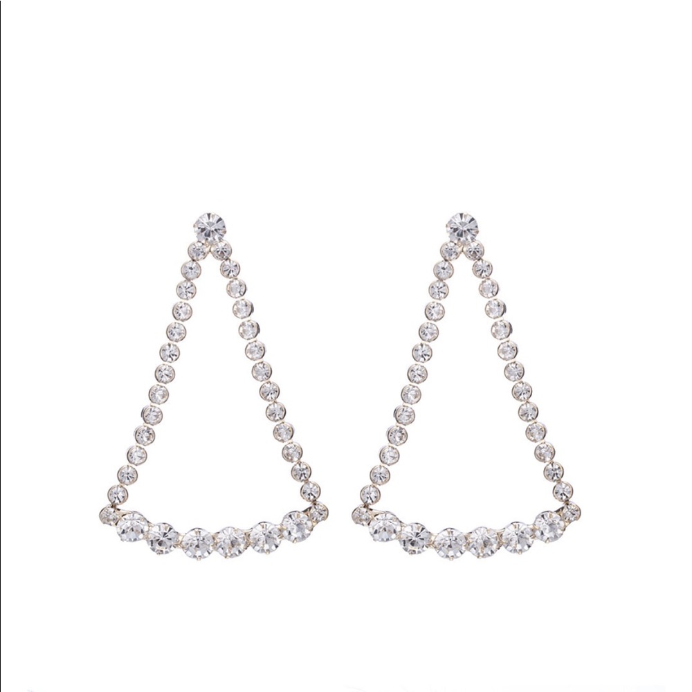 Triangle Rhinestone Piercing Earrings - Picture 3 of 6